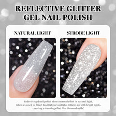 RARJSM cured nails under sunlight showing bright reflective flash effect
