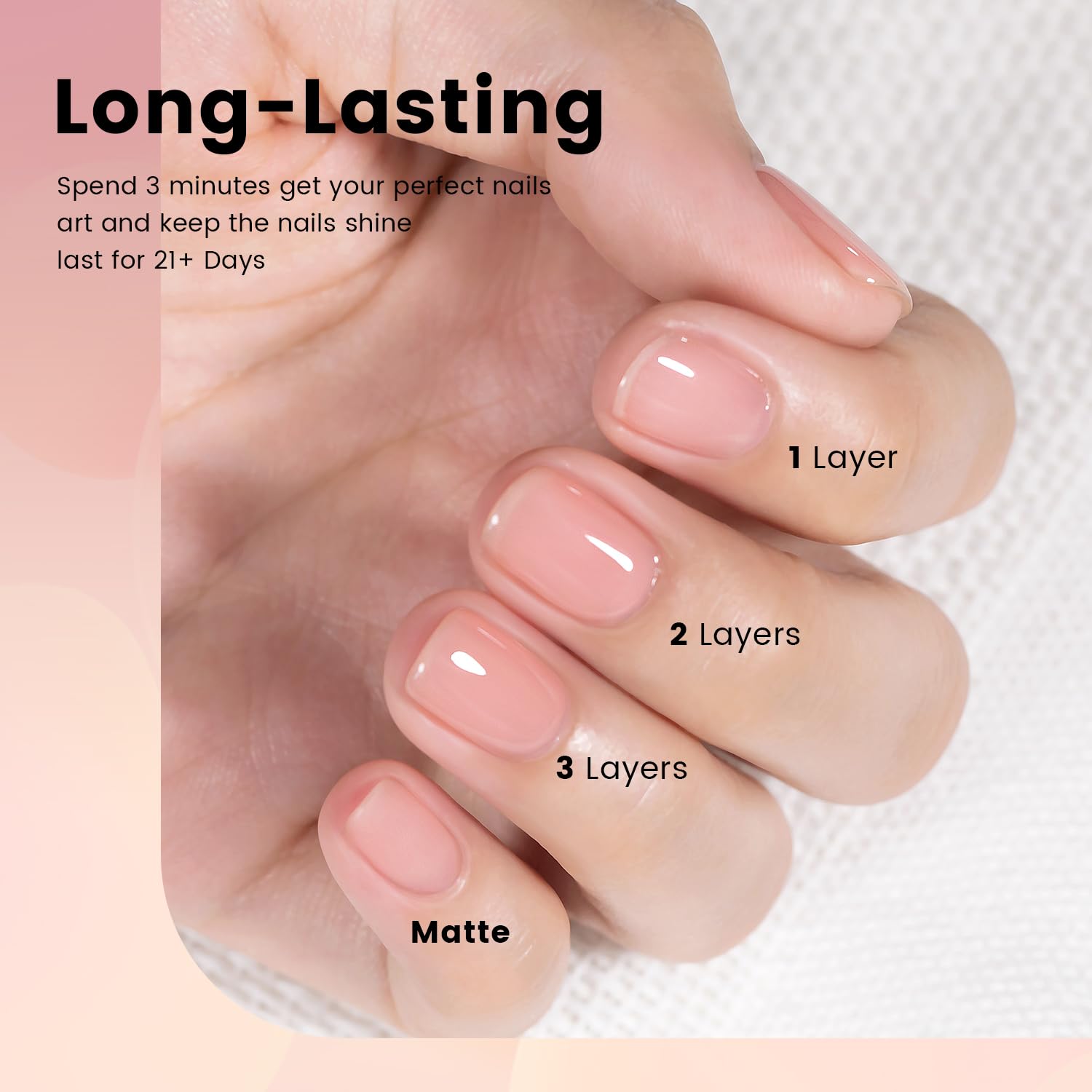 RARJSM swatch on nails showing realistic sheer pink benefit