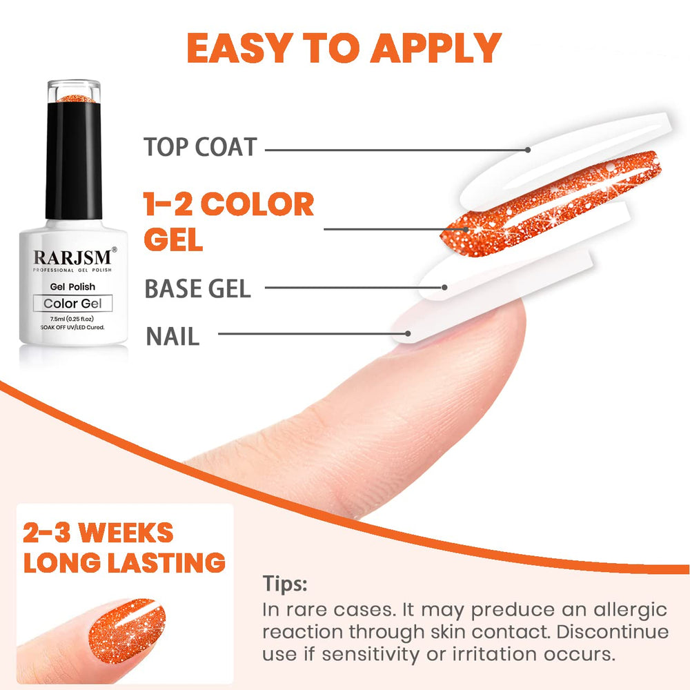RARJSM accent nail art using orange diamond gel showcasing creative design versatility
