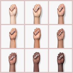 RARJSM swatch on fingertip for accurate color and coverage benefit