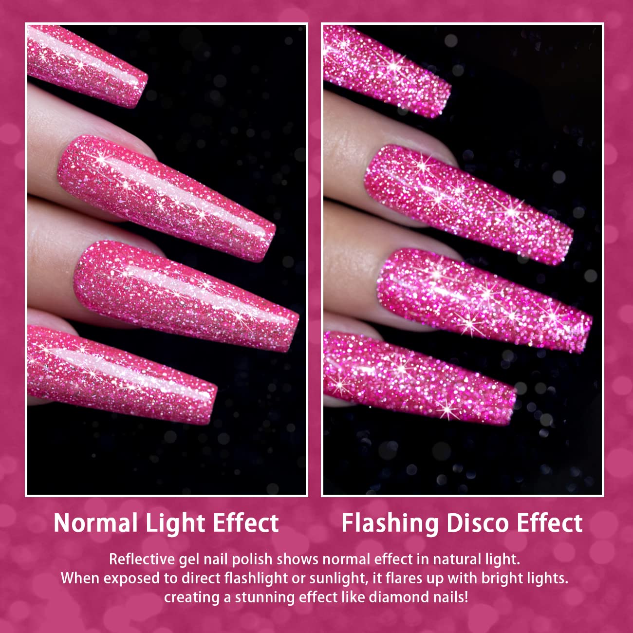 RARJSM swatch on nails showing reflective sparkle for eye-catching finish