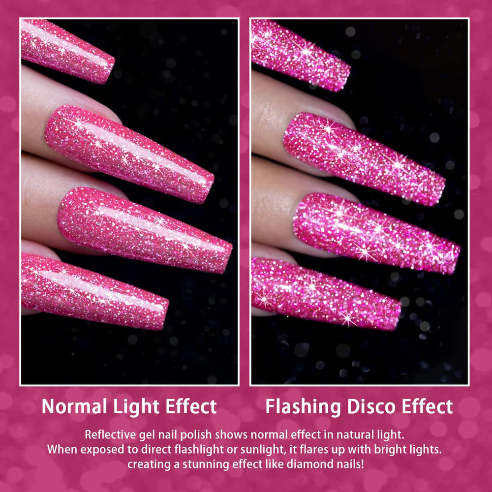 RARJSM swatch on nails showing reflective sparkle for eye-catching finish