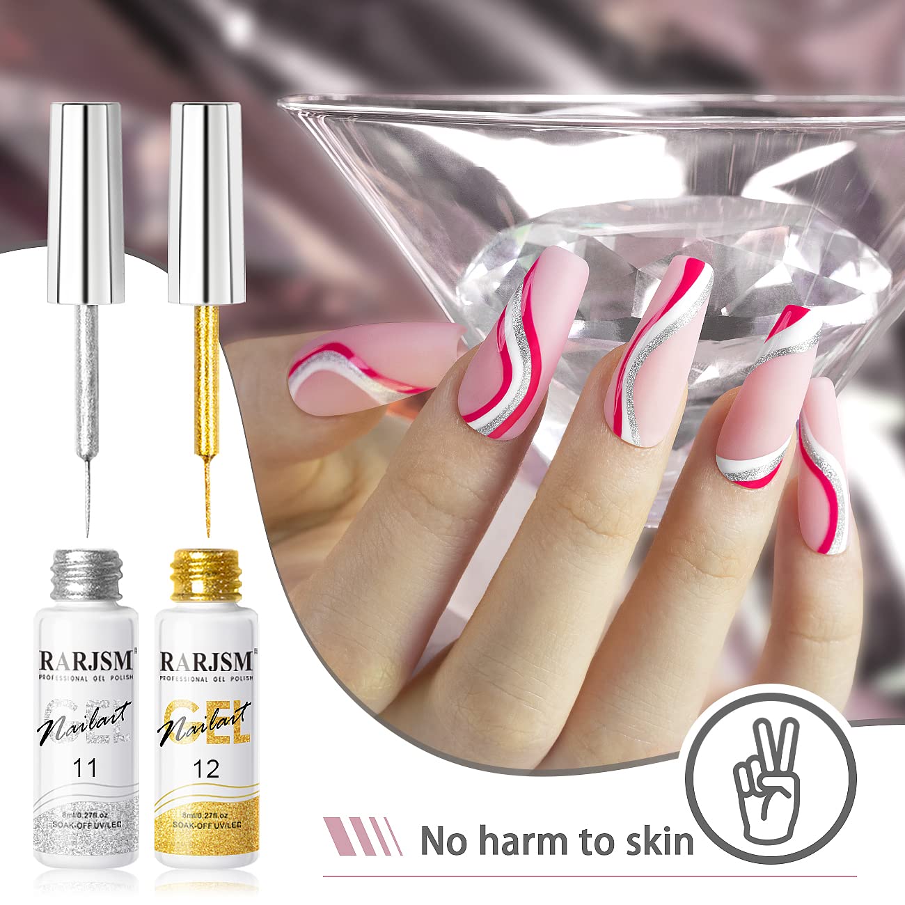 RARJSM gold glitter gel swatch on nail wheel showing warm metallic shimmer for luxe highlights