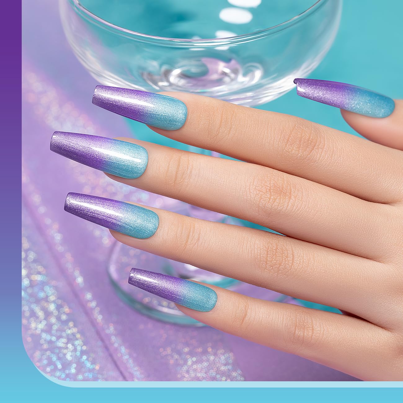 RARJSM nails showing blue to purple thermal transition to showcase color change
