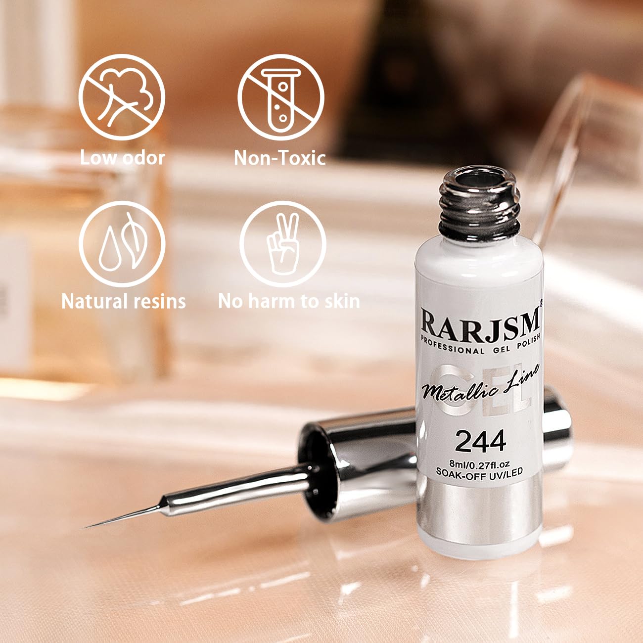 RARJSM thin brush detail offering precise control for fine nail lines