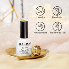 RARJSM cured manicure on hand demonstrating glossy durable finish