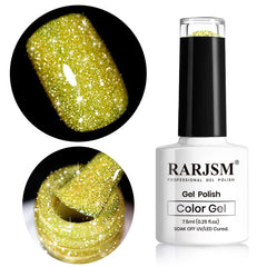 RARJSM yellow bottle front view showing neon gel polish benefits