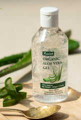 Applying Raslok aloe vera gel to face for quick absorption and everyday moisture