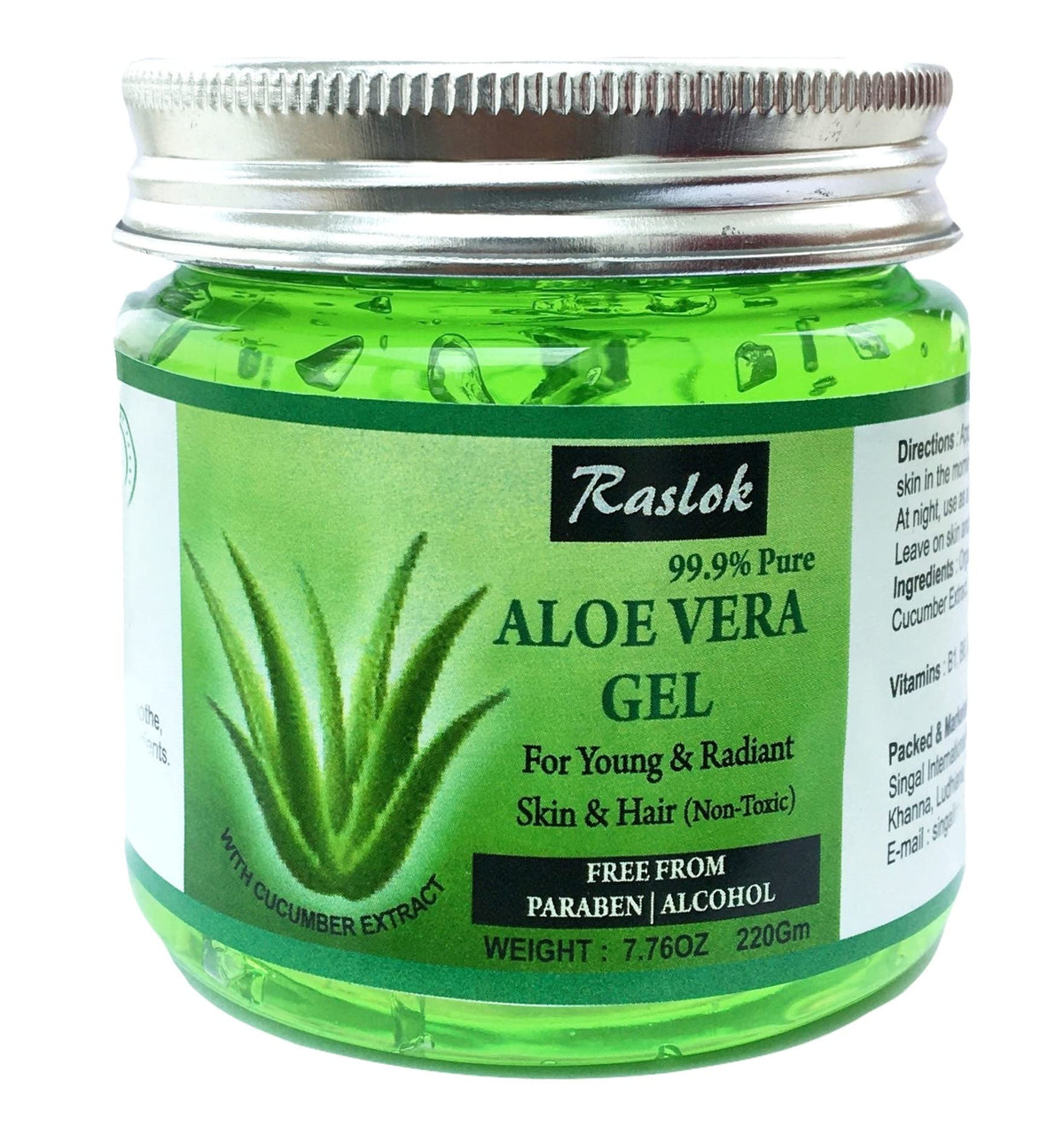 Raslok front packaging showing 7.76 OZ jar and cucumber label for easy identification