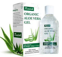 Raslok aloe vera gel jar front view showing clean natural packaging and hydration benefits