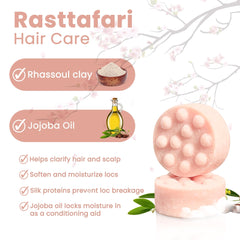Rasttafari shampoo bar lather in hand demonstrating rich foam and conditioning benefit