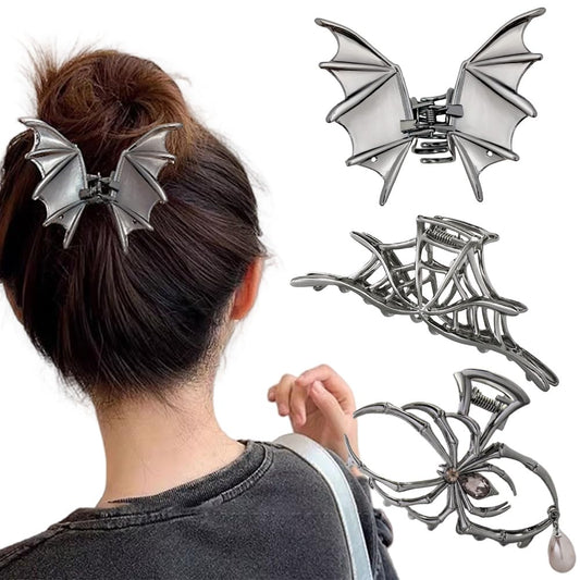 RAUIMOUR front view of three bat spider web clips showing design and size benefit