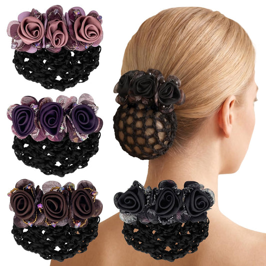 Ravlzors front packaging showing four flower bun covers and clips for easy selection
