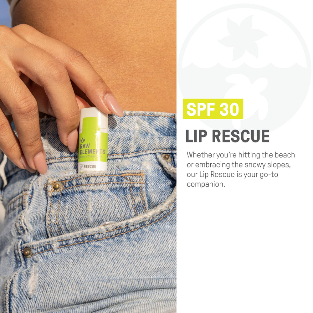 Close up of Raw Elements lip balm texture highlighting organic, non‑nano zinc formula