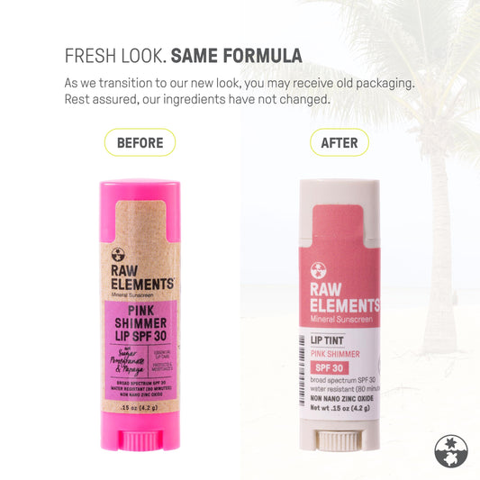 Raw Elements lip shimmer open showing balm tip for easy application benefit