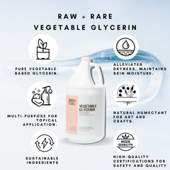 Raw Plus Rare glycerin clear viscous texture closeup illustrating purity benefit