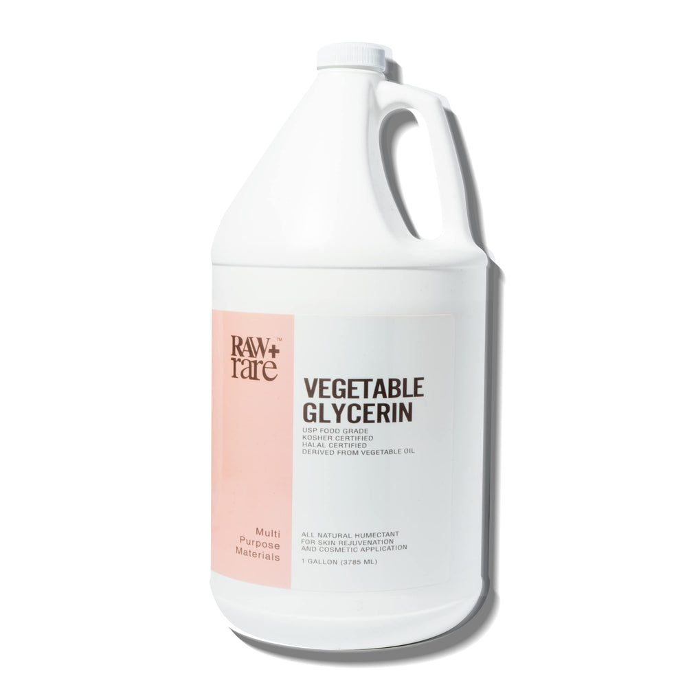 Raw Plus Rare glycerin pouring from spout into measuring cup for accurate dosing
