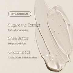 RAW SUGAR bottle resting on towel conveying spa-like comfort and at-home indulgence