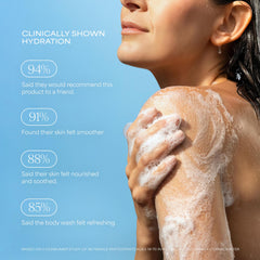 RAW SUGAR creamy lather on palm illustrating gentle hydration and softening