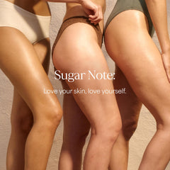 RAW SUGAR lifestyle scene with tropical props to convey uplifting scent