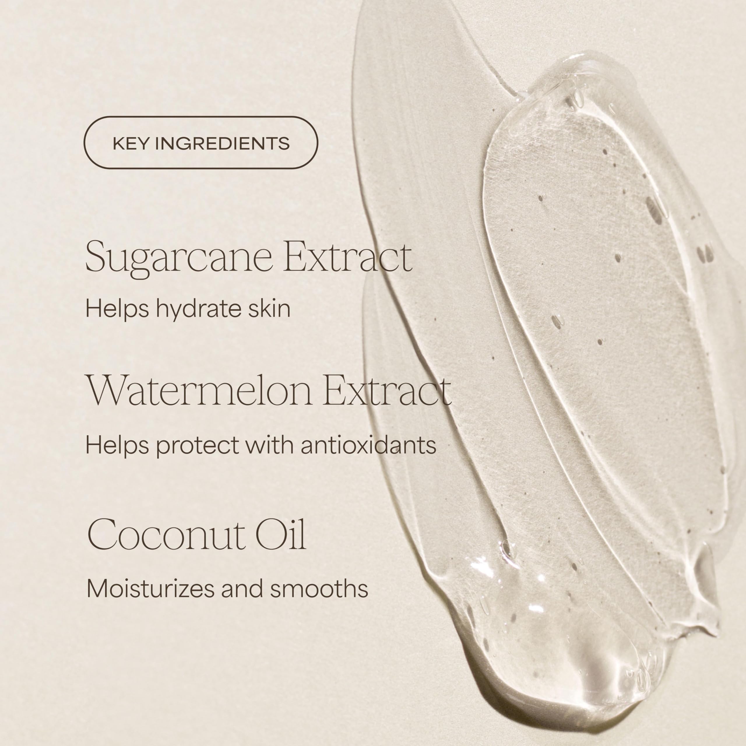 RAW SUGAR ingredient label highlighting sugarcane, jojoba and coconut extracts