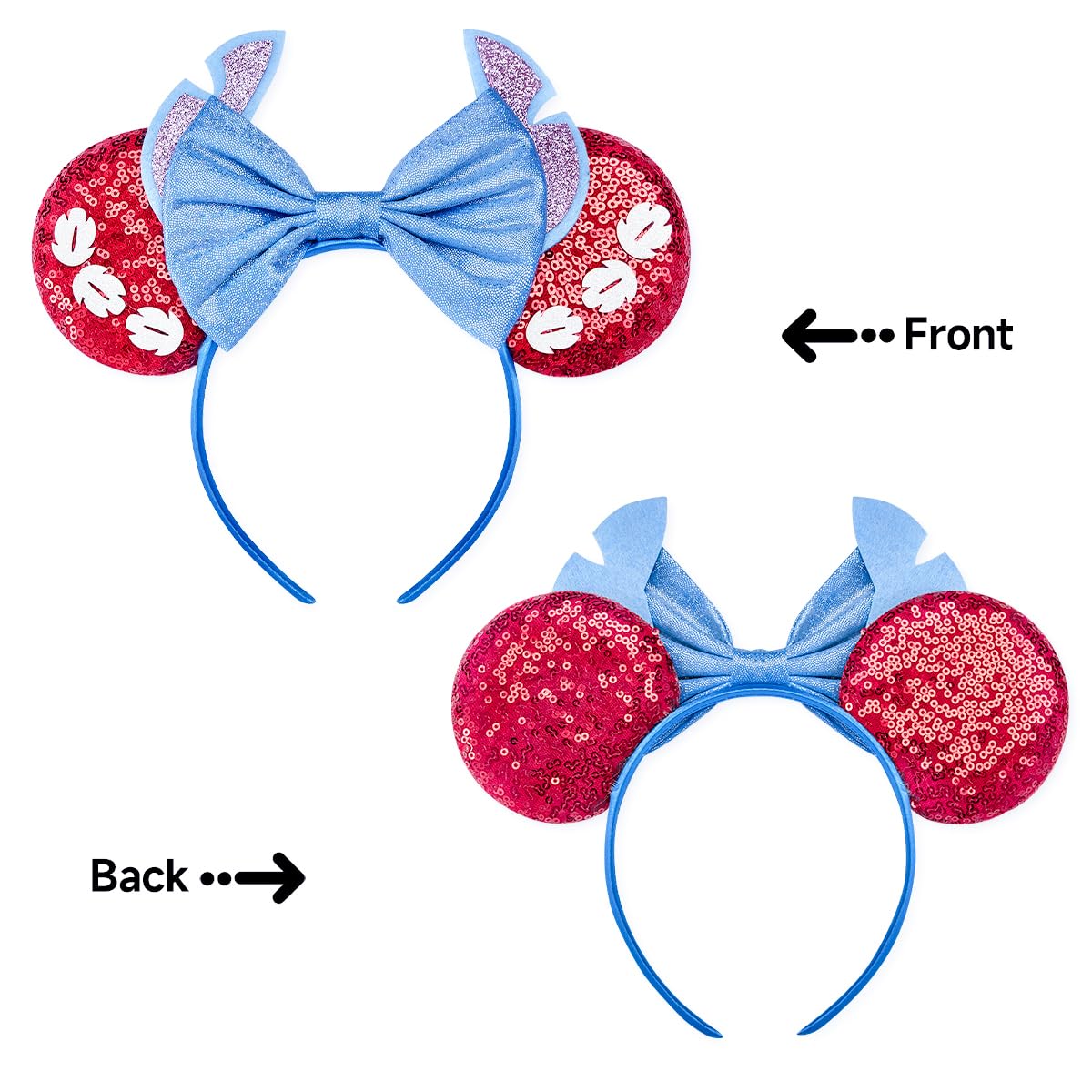 RAZKO headband next to ruler showing 3.5 inch ears and 5 inch bow size