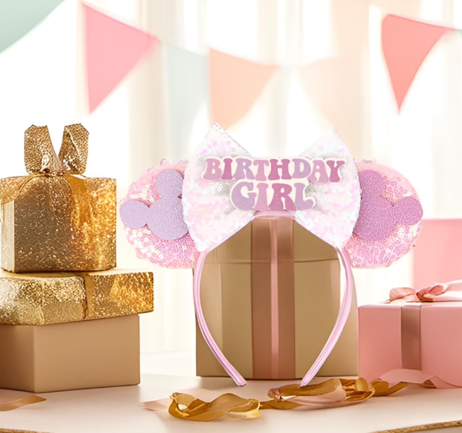 RAZKO mouse ears headband in a birthday party scene boosting photo appeal