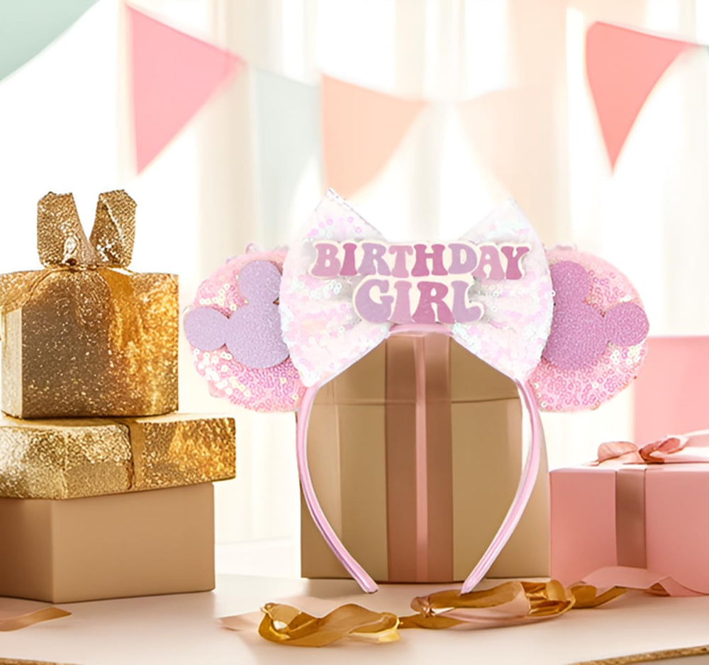 RAZKO mouse ears headband in a birthday party scene boosting photo appeal