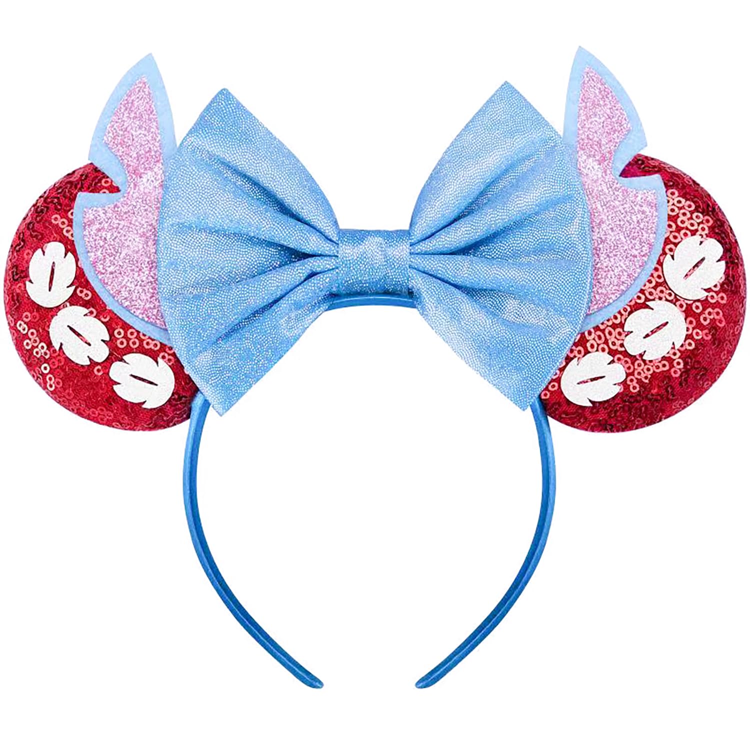 RAZKO red headband front view showing sparkly ears and bow, adds playful style