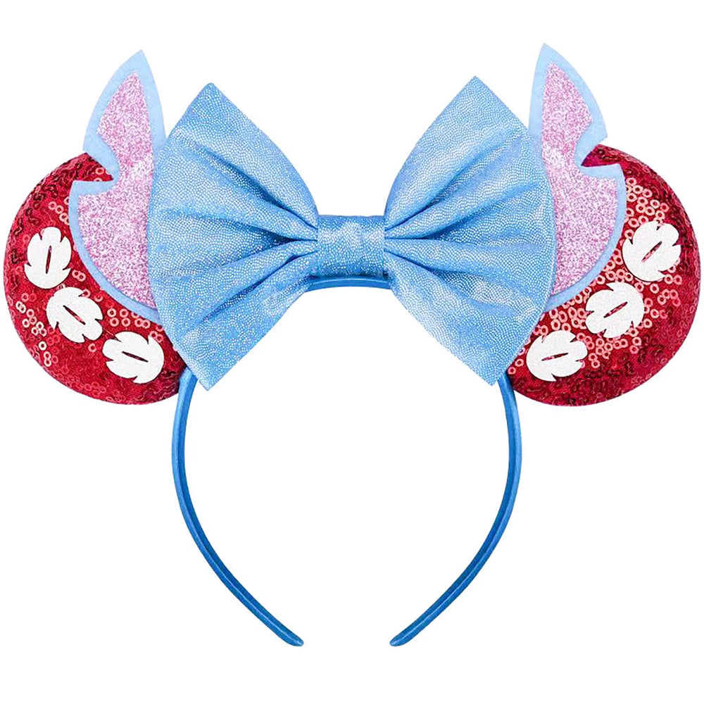 RAZKO red headband front view showing sparkly ears and bow, adds playful style