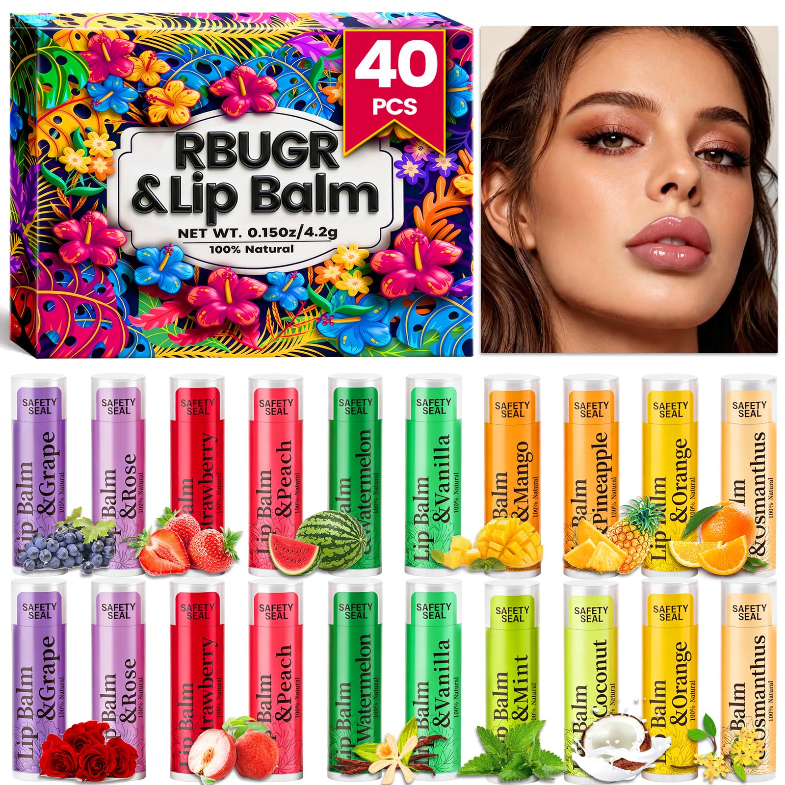 RBUGR front packaging showing full 40-pack and variety selection benefits