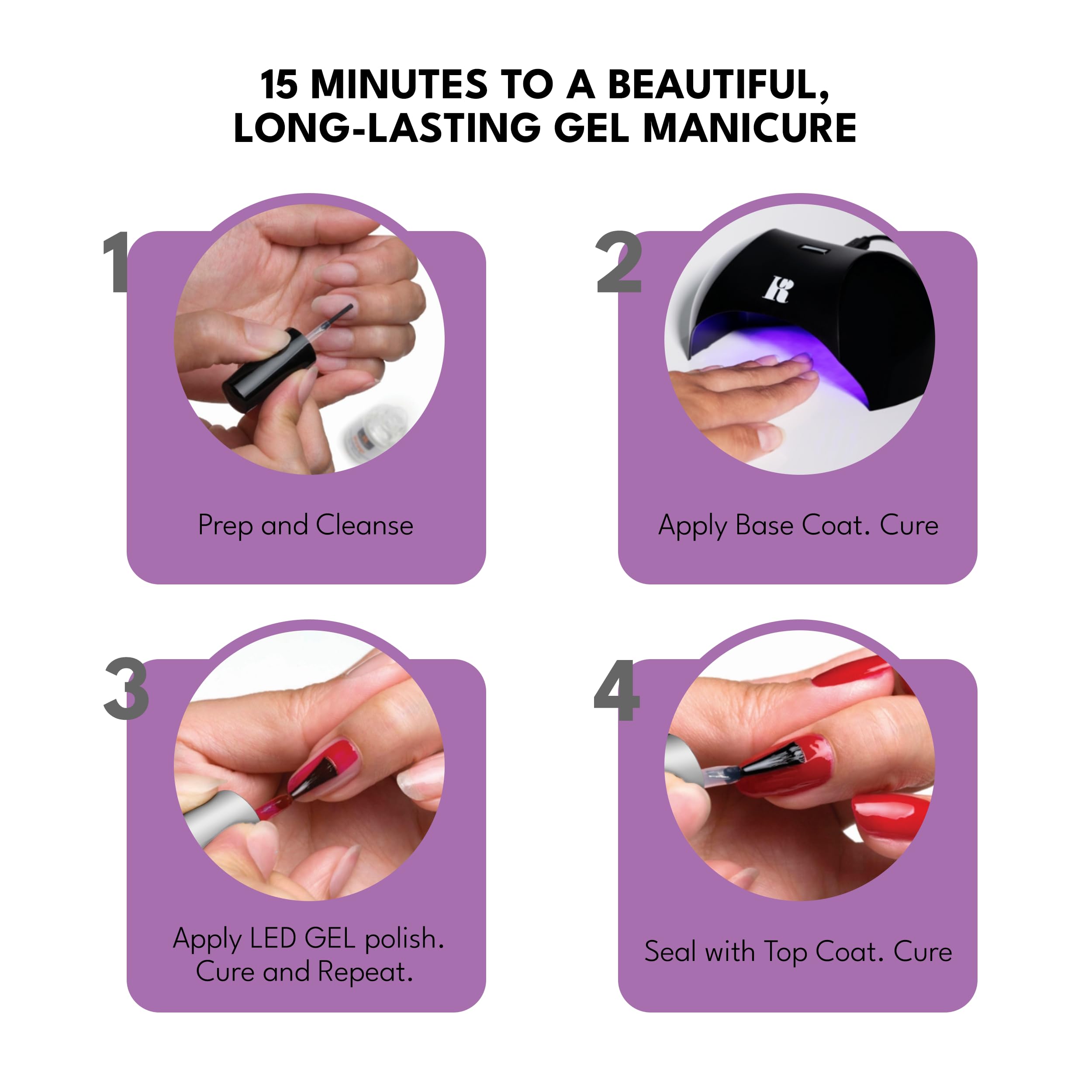 RC Red Carpet Manicure top coat curing on finished manicure demonstrating chip resistance