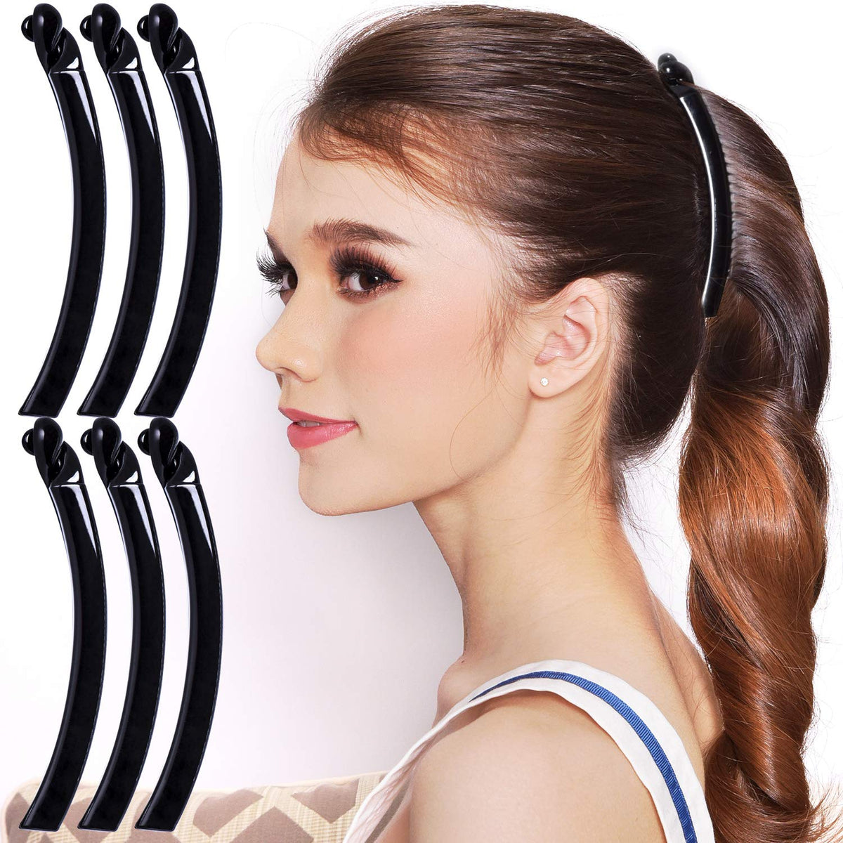 RC ROCHE front view of six black clips showing compact pack and durable finish