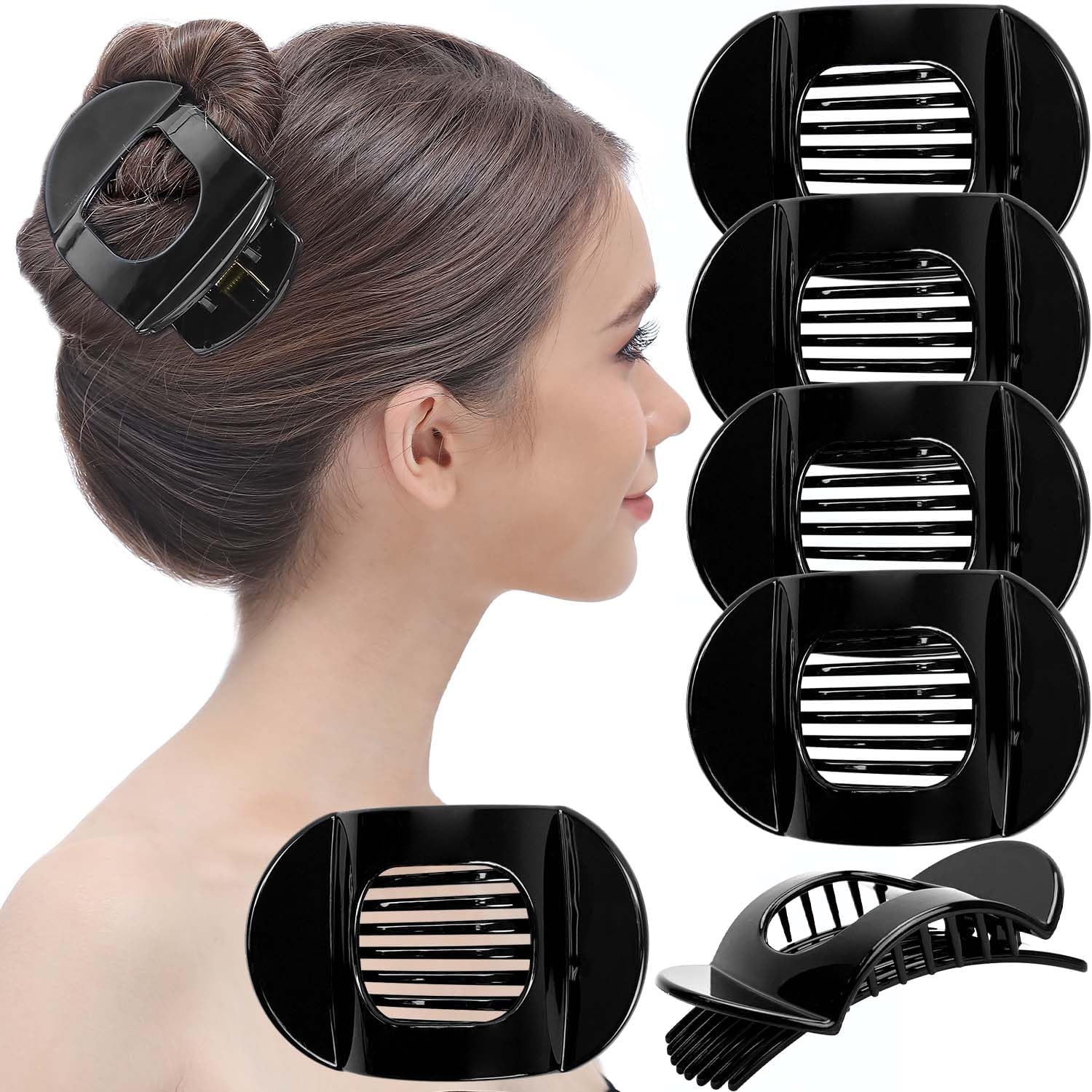 RC ROCHE front view of six medium black clips showing compact pack and reliable grip