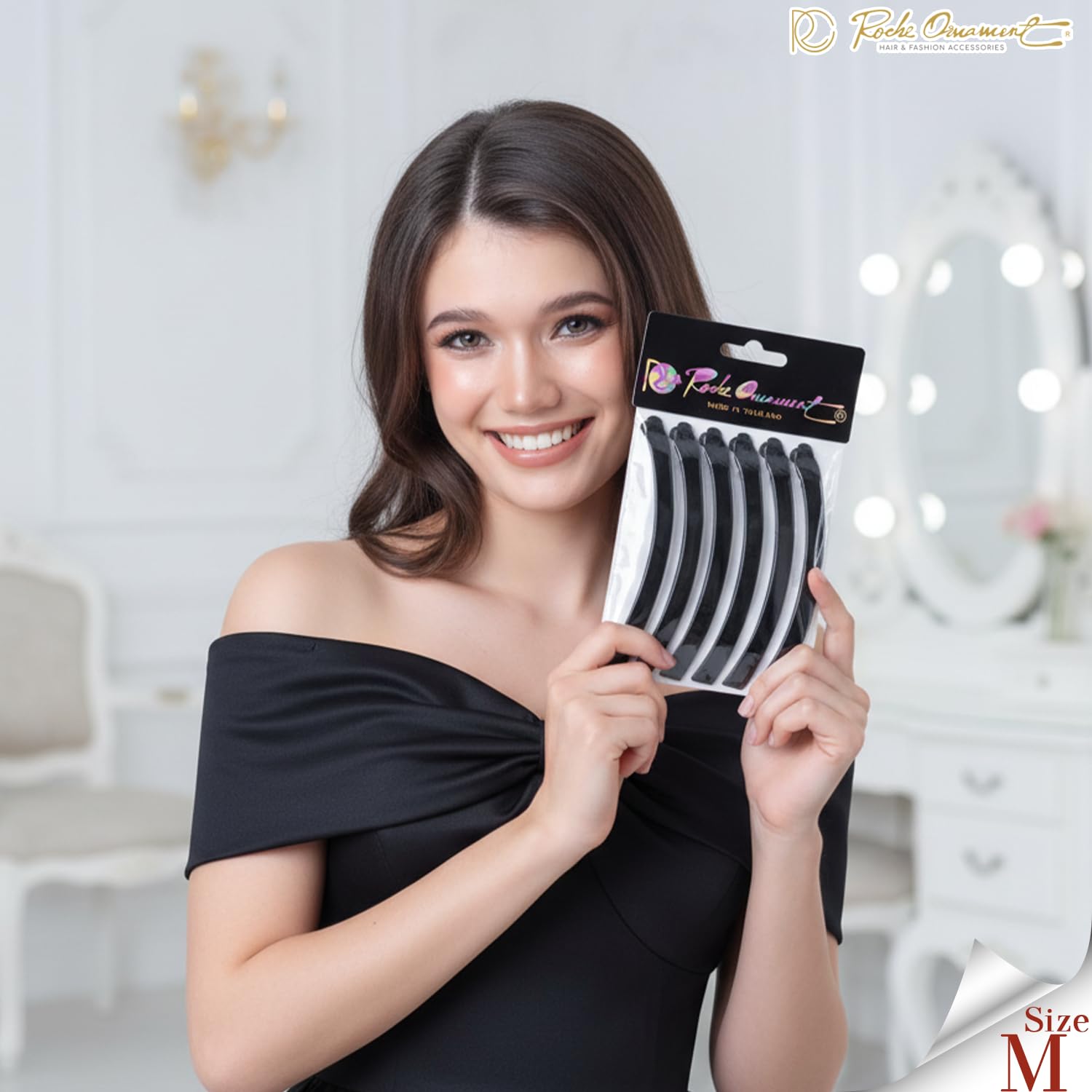 RC ROCHE lifestyle image with woman wearing clip for quick stylish ponytail