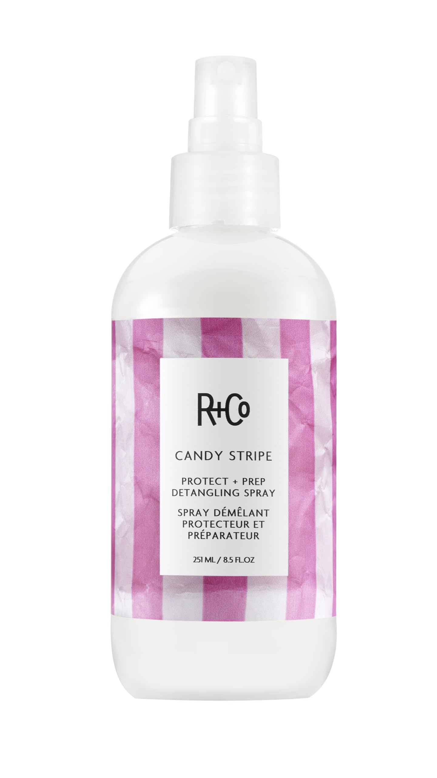 R+Co Candy Stripe front packaging showing product benefits