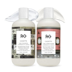 R+Co Cassette front packaging showing shampoo and conditioner for curl definition
