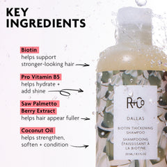 R+Co Dallas ingredient display with loquat and coconut conveying scalp nourishment