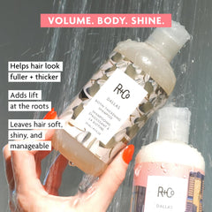 R+Co Dallas dispensing shampoo from pump for easy application benefit