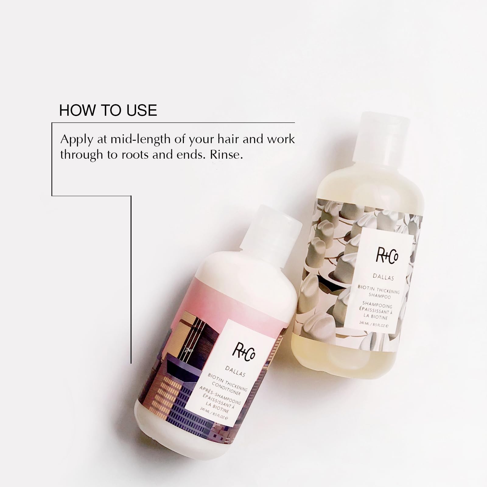 R+Co Dallas pump dispenser detail for easy salon-style use