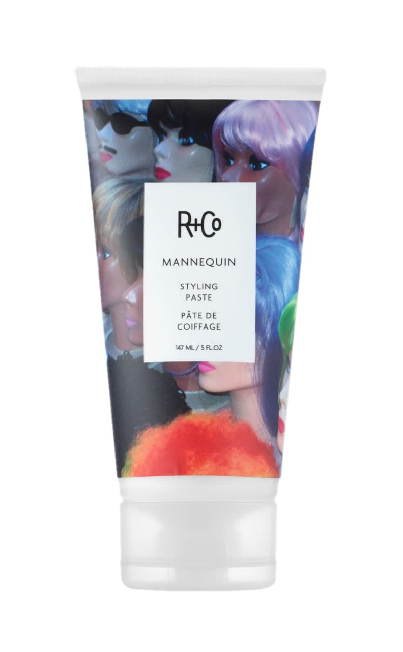 R+Co MANNEQUIN front jar showing product and size benefit: travel-friendly container