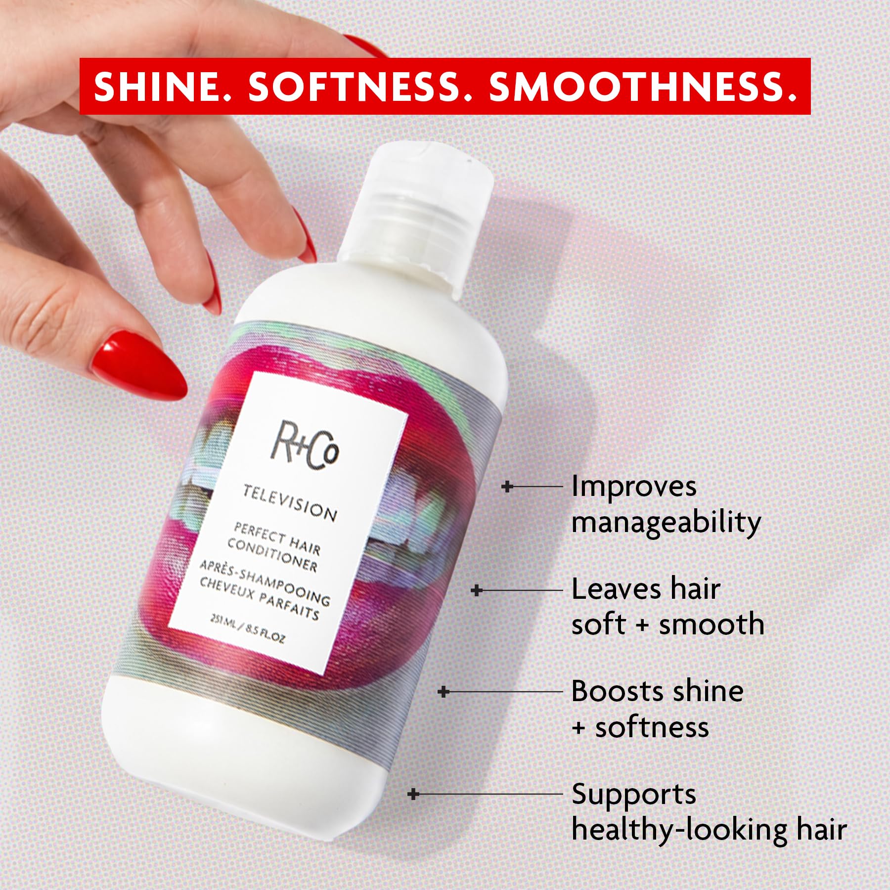 R+Co Television pump and cap detail highlighting easy dispensing and mess-free use