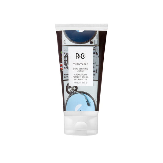 R+Co Turntable front packaging showing tube and branding for defined curls