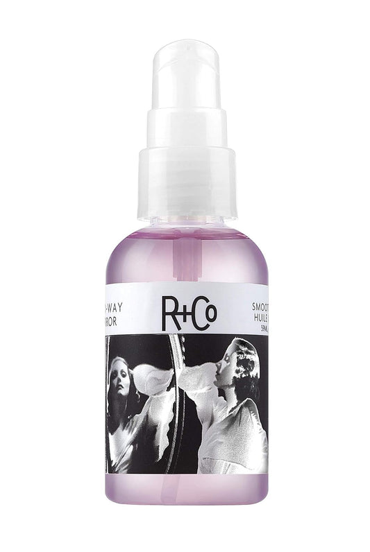 R+Co two way mirror front bottle showing sleek packaging and instant gloss benefit
