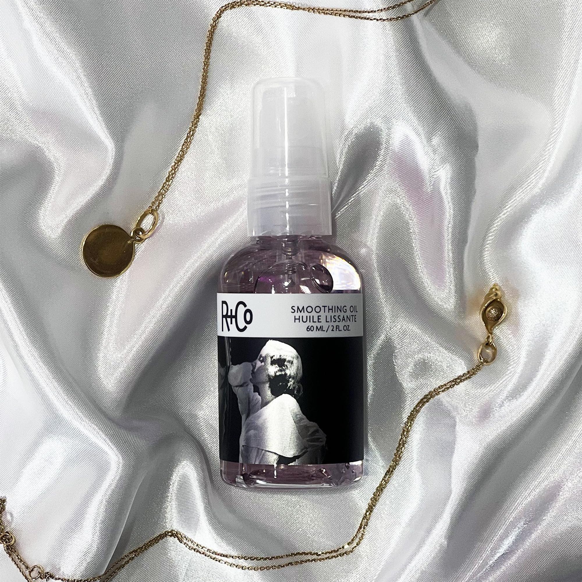 R+Co two way mirror oil texture drop demonstrating lightweight absorption benefit