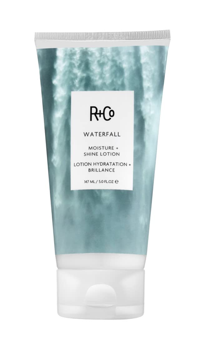 R+Co Waterfall front bottle shows packaging and easy-to-use pump for convenience