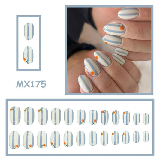 Rdntbeu close-up of glossy striped nail texture highlighting shiny finish