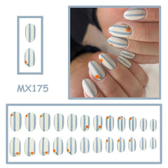 Rdntbeu close-up of glossy striped nail texture highlighting shiny finish