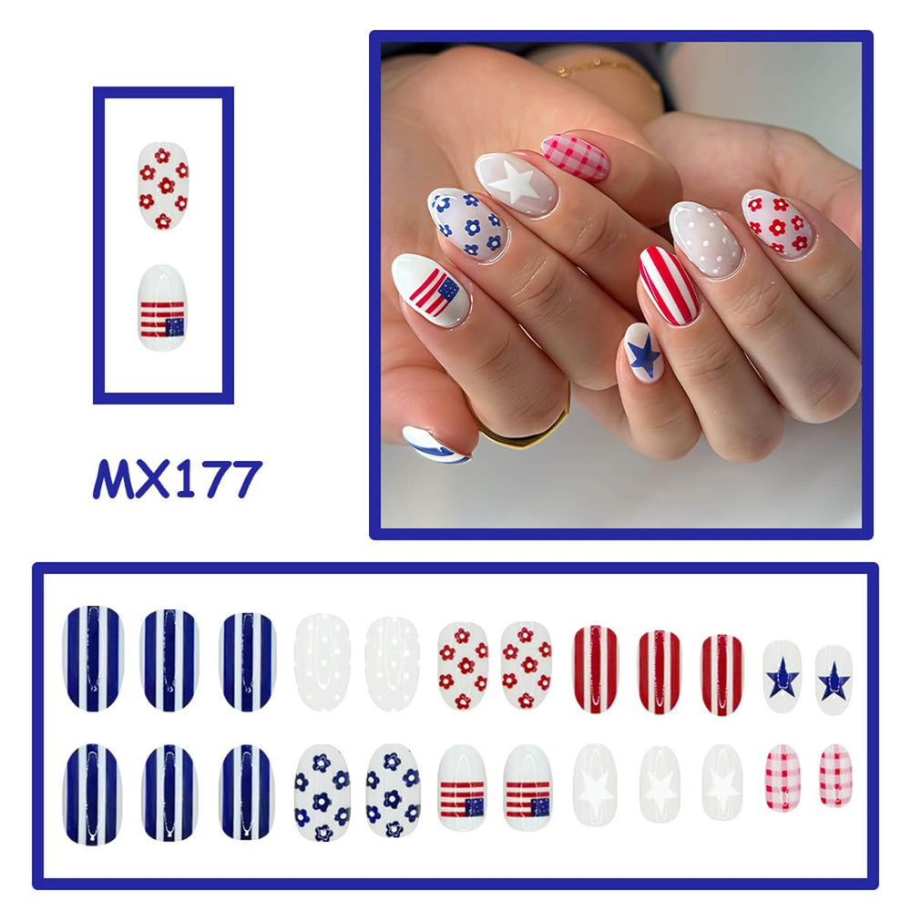 Rdntbeu American flag nail close-up highlighting crisp print for festive style