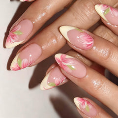 Rdntbeu front packaging showing yellow floral press-on nails and box, convenient storage benefit